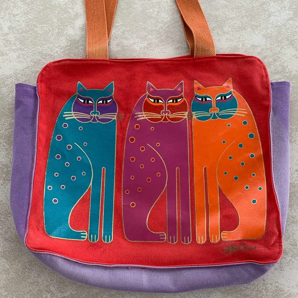 Laurel Burch Cat Tote Bag from 1980s or 1990s